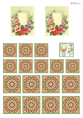 Tepose foldning, Ranke med blomster, Foldepapir, 10 stk
